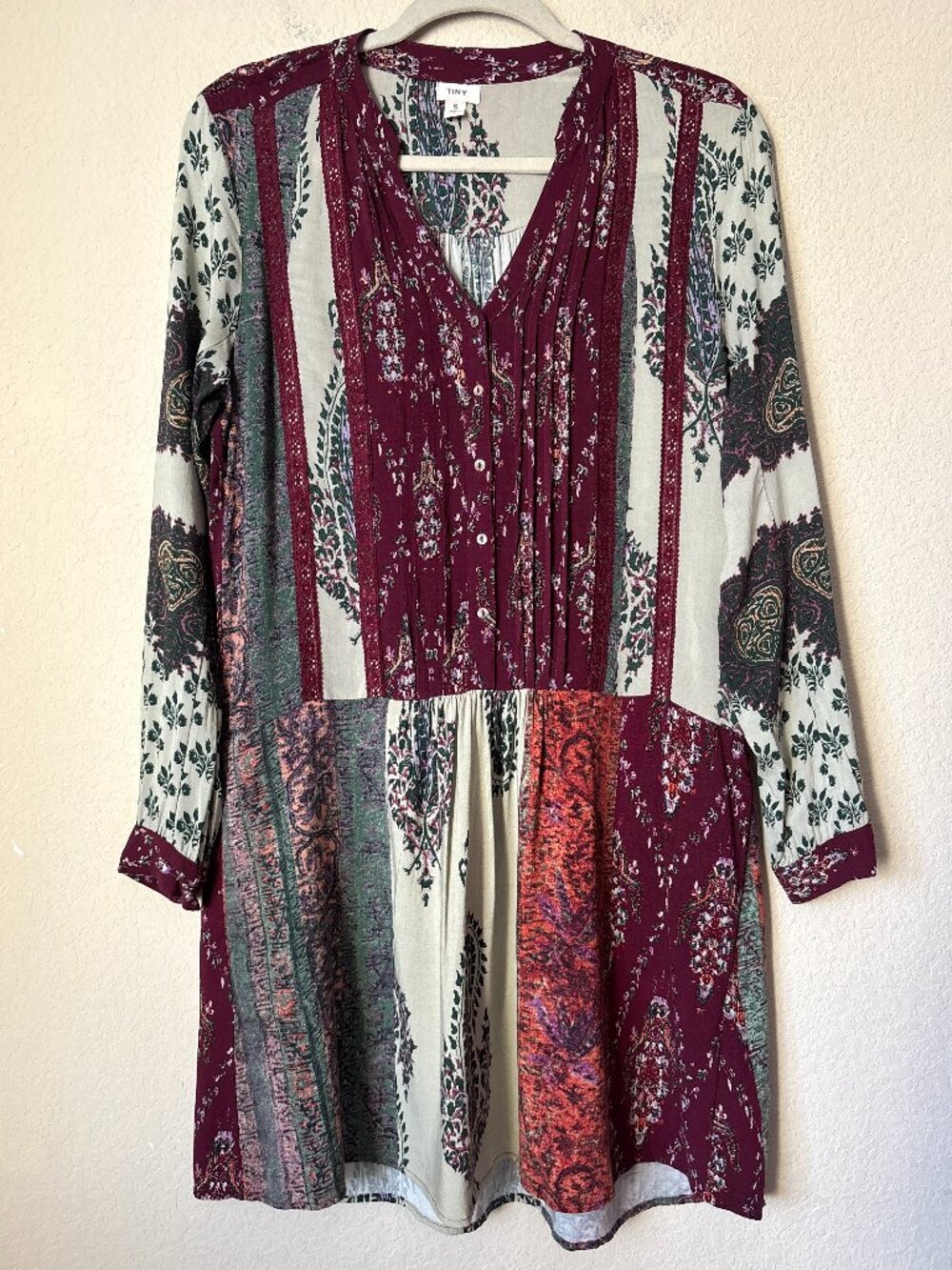 Anthropologie Boho Patchwork Print Shirtdress by Tiny